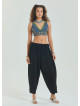 Rope Detailed Adjustable Waist Black Women's Viscose Trousers 4581